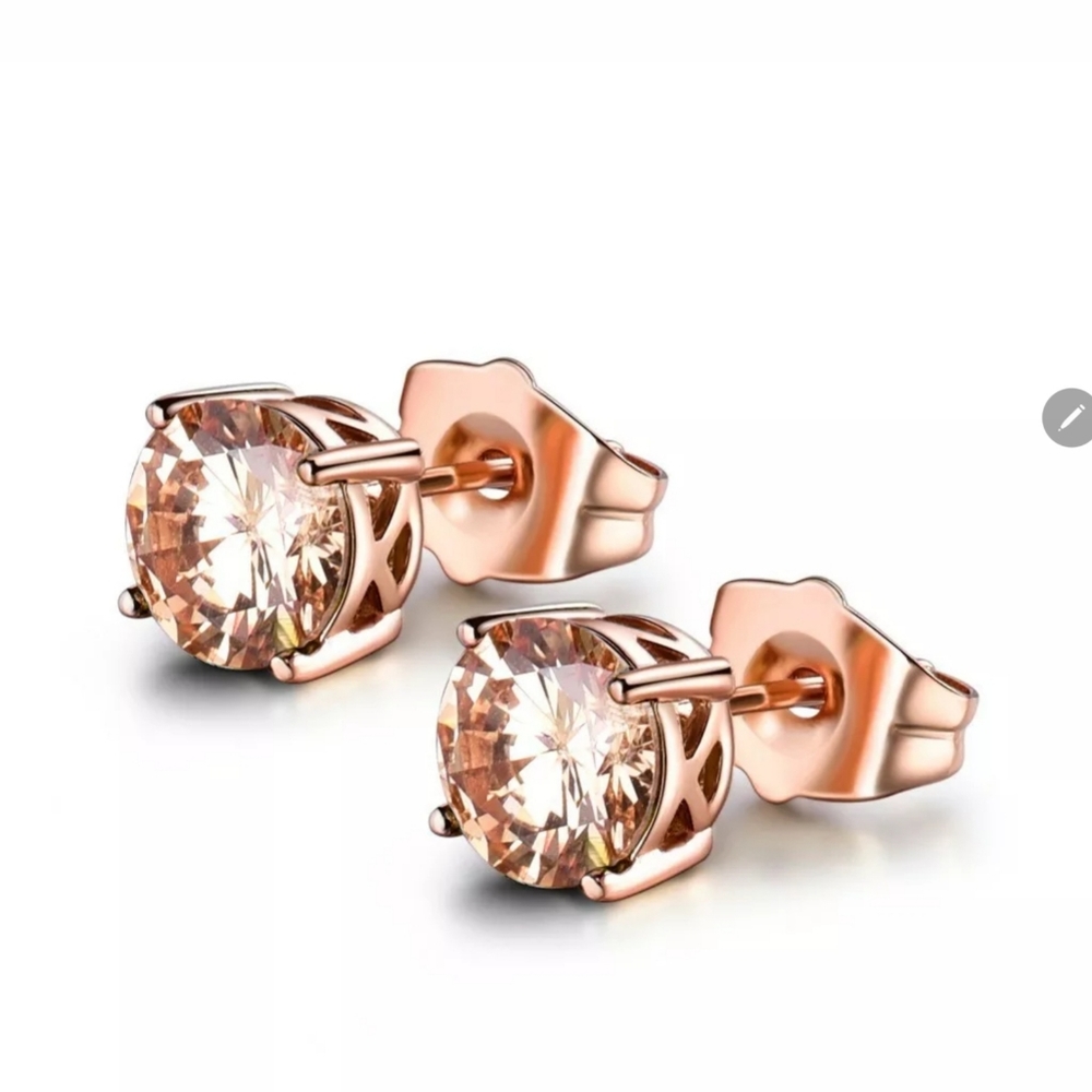 ****SOLD**Rose Gold Champagne Topaz Gemstone Studs